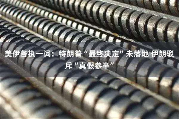 美伊各执一词：特朗普“最终决定”未落地 伊朗驳斥“真假参半”